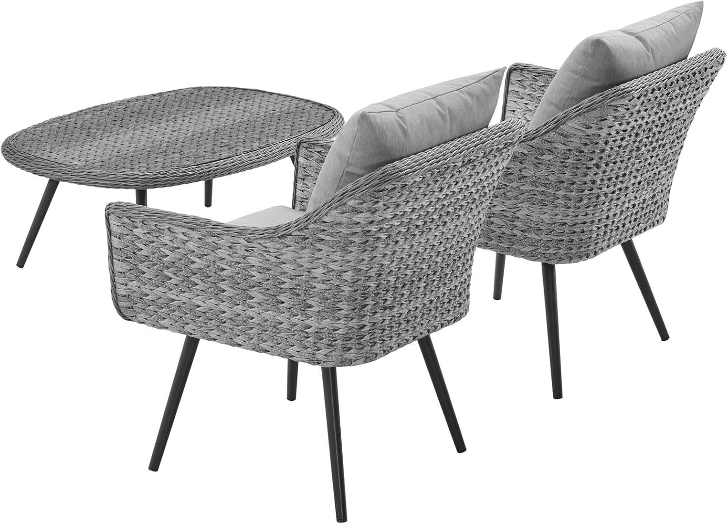 Modway Endeavor Wicker Rattan Aluminum Glass Outdoor Patio Coffee Table in Gray : Garden & Outdoor