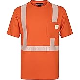 BOCOMAL FR Tee Shirts High Visibility/Hi Vis Flame Resistant/Fire Retardant Shirt 7oz Reflective Men's Safety Shirts