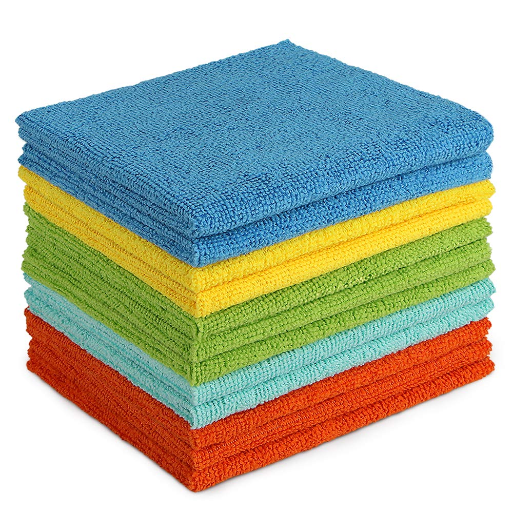AIDEA Microfibre Cloth Pack of 12, Multifunctional Reusable Cleaning Cloths, Lint Free Streak Free Washable Cloth Duster for House, Kitchen, Car, Motorbike, Windows 30 x 30 cm