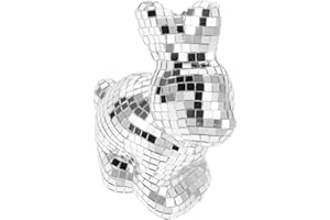 HOOWIFFY Silver Glass Disco Rabbit Ball Lightweight Reflective Figurine for Wedding Party Tabletop Decoration