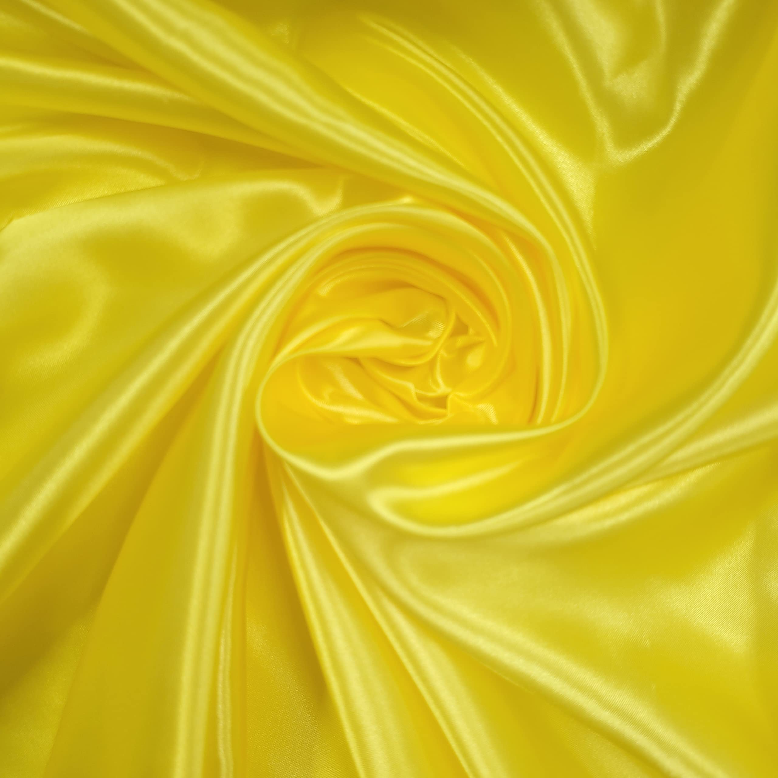 58"/150cm Wide Plain Poly Silk Satin Fabric (Available in 20+ Colours & Various Lengths) (Sunset Yellow, 1 Meter (PRE Cut))