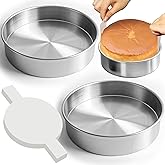 Fcgbdbz 9 Inch Cake Pans Set of 2 with 100 Pieces Parchment Paper, Stainless Steel Round Cake Pans Baking Pan For Layered Cakes, No Coating Smash Cake Pans Mirror Finish Dishwasher Safe Cake Mold
