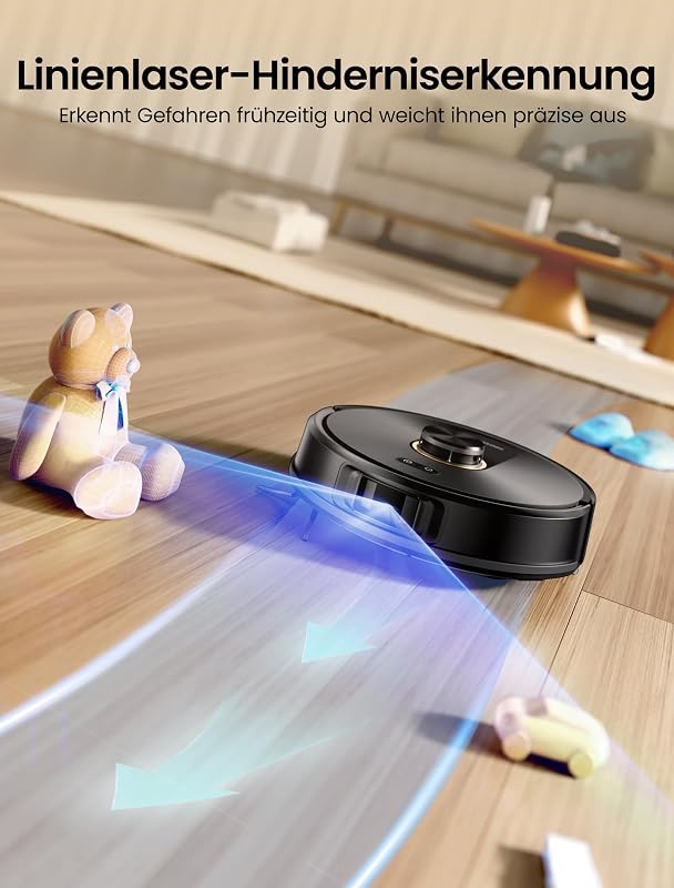 Q20 Saugroboter mit Wischfunktion, 10000 Pa Saugkraft 200 min Staubsauger Roboter mit Absaugstation, Hindernisvermeidung, 3-in-1 Saug und Wischroboter für Tierhaare, Teppiche, Hartböden
