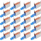 Uxcell DPDT 6 Pin Push Button Switch - 1 Position Self-Locking Blue - 5 Pieces