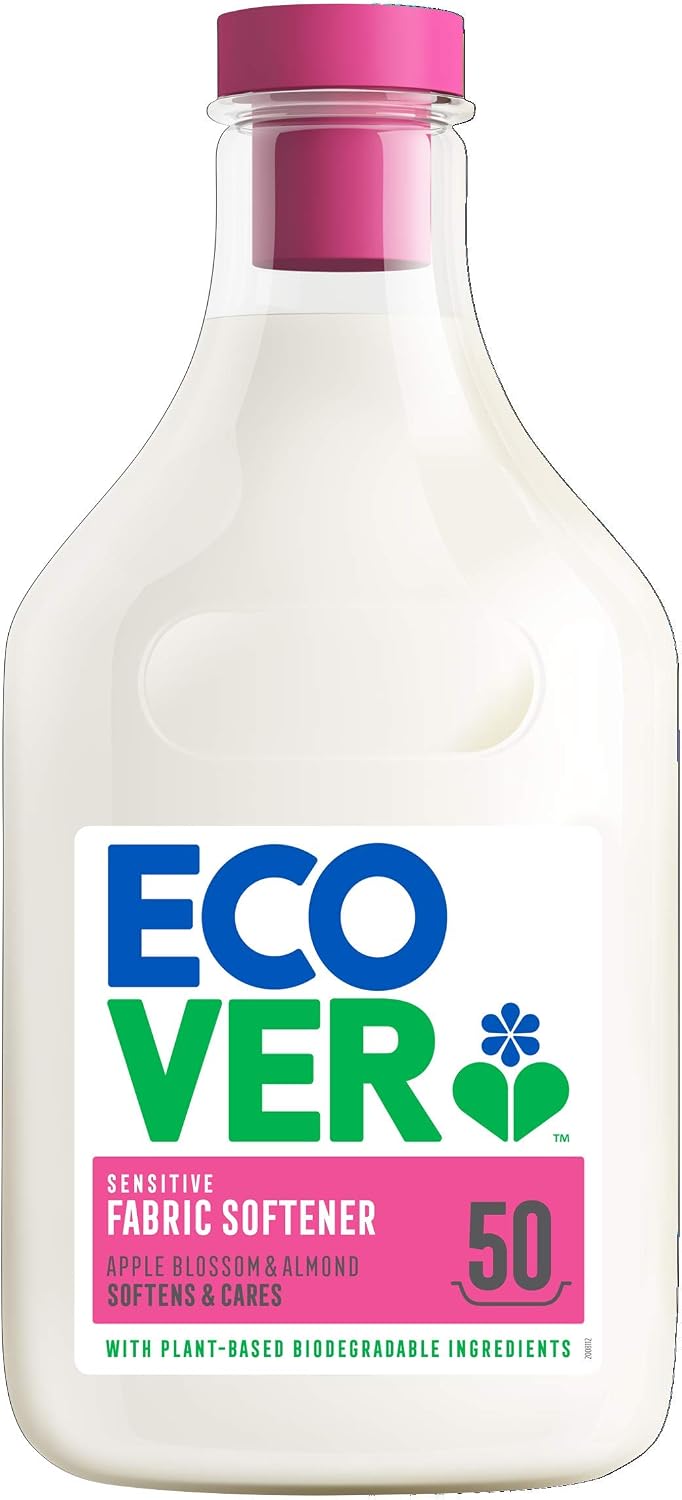 Ecover Fabric Softener Apple Blossom & Almond, 50 Wash, Pack of 1, 1.5 l (Pack of 1)