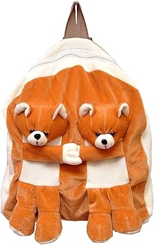 Pearl world Soft Plush Twins Teddy Bear Cartoon School Bag