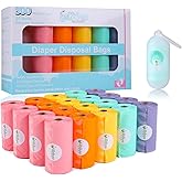 Diaper Bags Disposable for Baby, 20 Refill Rolls/300 Bags Waste Bags with Dispenser, Convenient and Quick Diaper Disposal, Rainbow