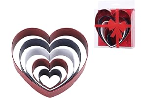 FUNUTTERS Heart Cookie Cutter Set, 4.5'', 3.5'', 2.75'', 2'', 1.25'', Fun Holiday Heart Shaped Valentines Cookie Cutters, Christmas Cookies, Small, Medium, And Large