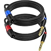 Jozzai (2Pack /10 FT) Male XLR to 1/4 Inch (6.35mm) TRS Mono Jack Microphone Cable, Balanced 3 Pin XLR to Quarter inch TRS Plug Mic Cord for Dynamic Microphone