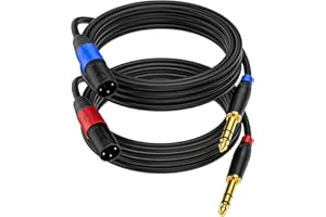 Jozzai (2Pack /10 FT) Male XLR to 1/4 Inch (6.35mm) TRS Mono Jack Microphone Cable, Balanced 3 Pin XLR to Quarter inch TRS Plug Mic Cord for Dynamic Microphone