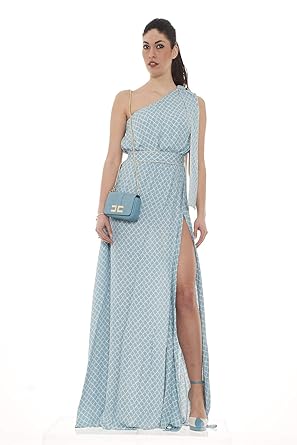 Elisabetta Franchi Abito Monospalla Stampa Losanga Donna Mod