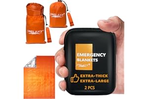 Frelaxy Emergency Blanket 2-Pack/4-Pack, Extra-Thick Extra-Large Space Blankets with Whistles, Storage Pouchs, and EVA case