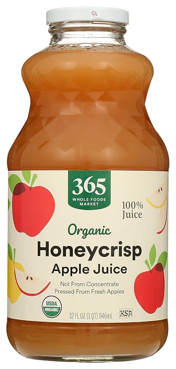 365 Organic Honey crisp Apple Juice glass 32oz (099482437862)