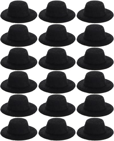 STOBOK 20pcs Mini Felt Top Hats for Dolls - Black & Yellow Decorative Hats
