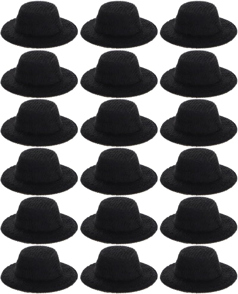STOBOK 20pcs Mini Felt Top Hats for Dolls - Black & Yellow Decorative Hats