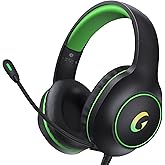 syndesmos CM7002 Gaming Headset for PS5, PS4, PC, Mac, Switch, Xbox Series, Surround Sound RGB Gaming Headphones with Noise Canceling Microphone, 50MM Dynamic Drivers, 3.5MM Audio Jack, Black Green