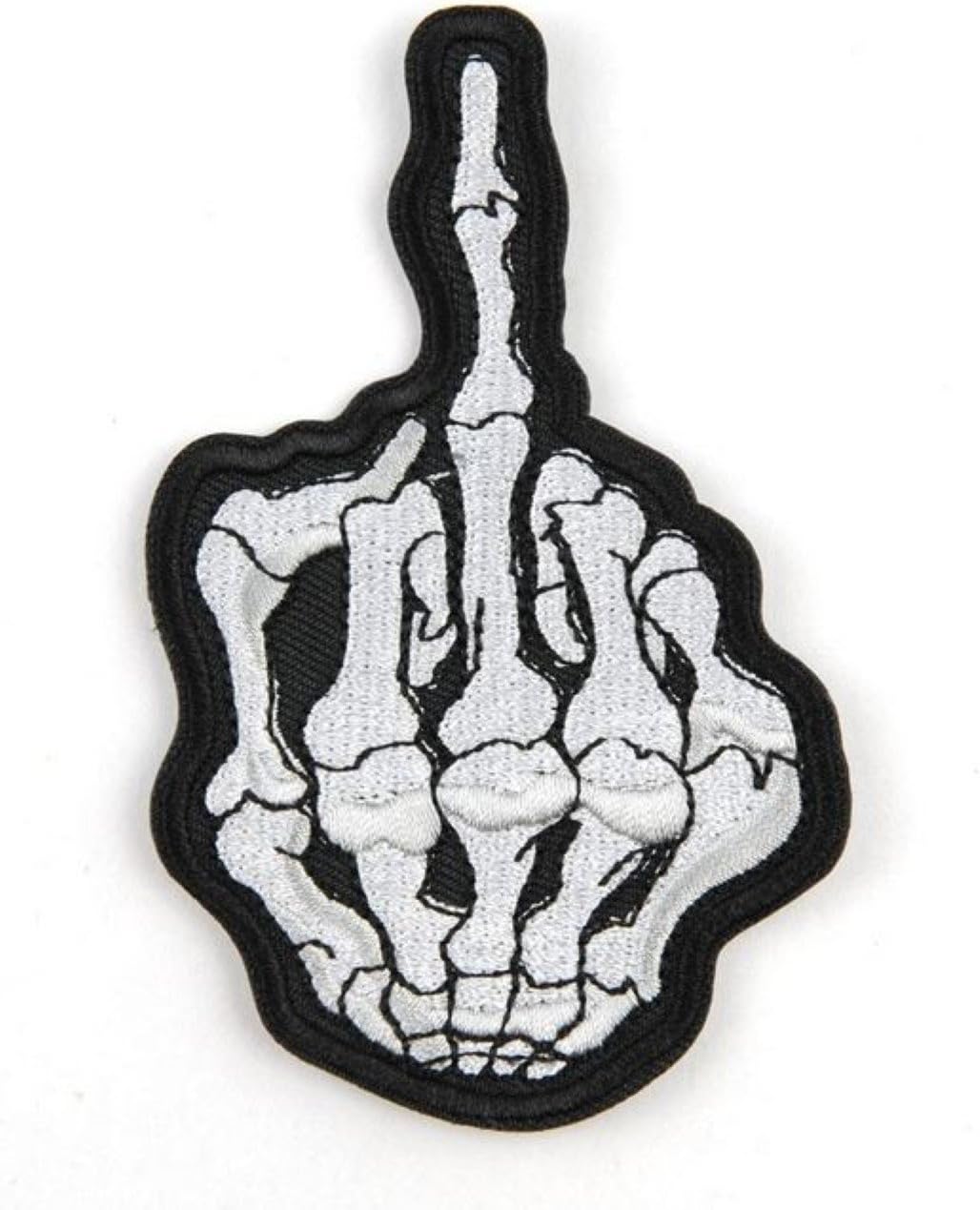 Skeleton Finger Patch Badge Cool Look Embroidered Iron-on Sewing Craft for Rocker Jacket