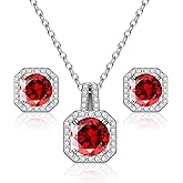 GILIEYER Square Cubic Zirconia Earrings and Necklace Set for Women, 14K White Gold Plated Cubic Zirconia Wedding Jewelry Sets for Bride Bridesmaid Birthstone Jewelry Gifts for Wife Mom