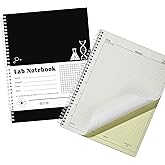 Carbonless Lab Notebook - 50 Carbonless Sets(8.5'' X 11''), Carbon Copy Science Notebook with Scientific Grid Pages for Chemistry &amp; Engineering, Students &amp; Researchers, Wire-O Binding (1, Black)