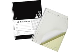 VARPOTLE Carbonless Lab Notebook - 50 Carbonless Sets(8.5'' X 11''), Carbon Copy Science Notebook with Scientific Grid Pages for Chemistry & Engineering, Students & Researchers, Wire-O Binding (1, Black)