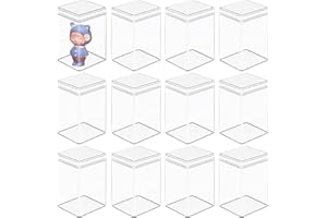 ENENES 12 Pack Display Case, Free Standing Clear Cabinet Showcase for Mini Pop Figures, Collectibles, Gemstones & Mini Toys, Secure Stackable Design