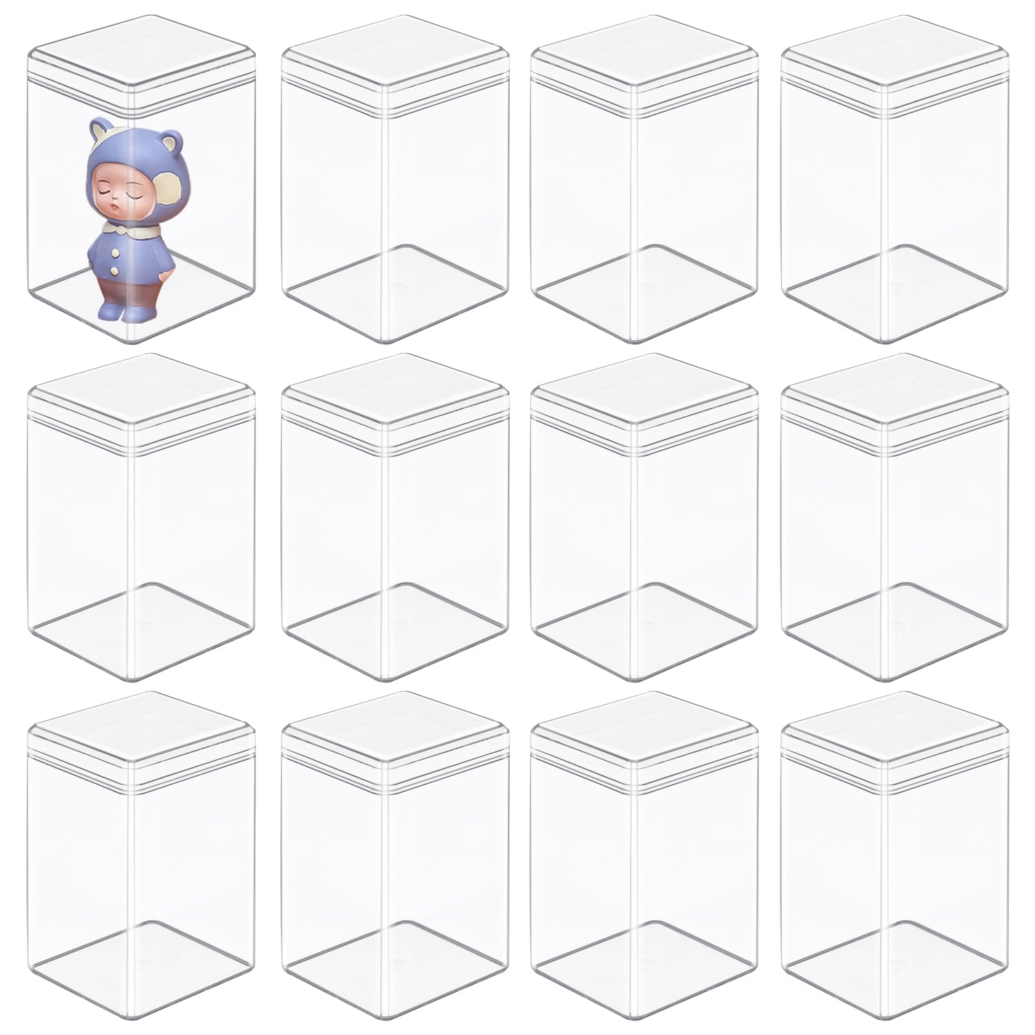 Photo 1 of 12 Pack Display Case, Free Standing Clear Cabinet Showcase for Mini Pop Figures, Collectibles, Gemstones & Mini Toys, Secure Stackable Design