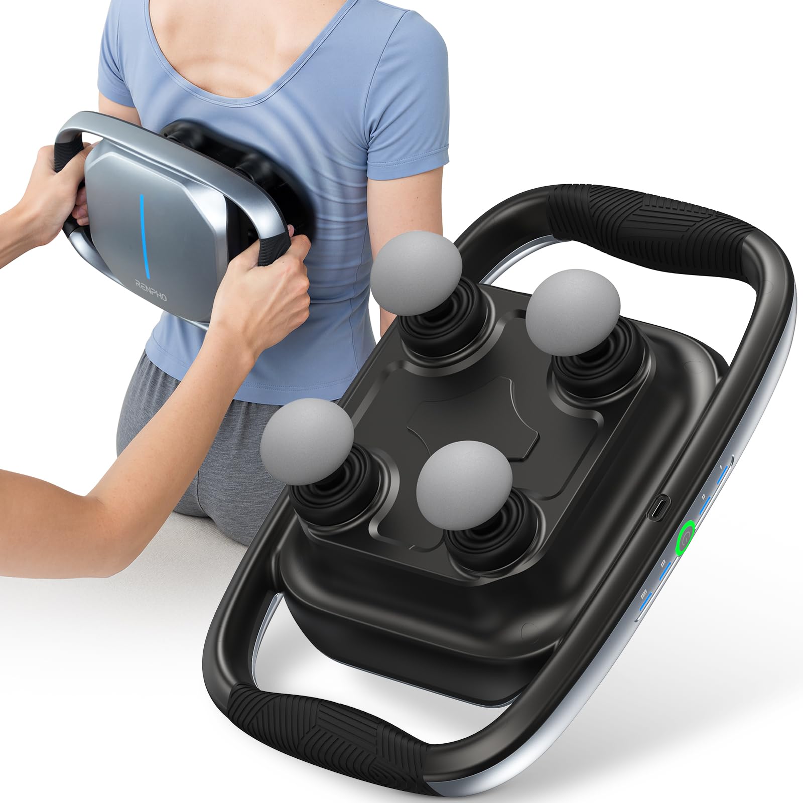 Photo 1 of RENPHO Massage Gun Deep Tissue, Handheld Massager with Replaceable 4-Head and Plate, Muscle Percussion Massage Tool for Neck, Back, Leg, Gifts for Women Men, Quad