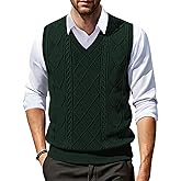 COOFANDY Men V Neck Sweater Vest Knit Casual Pullover Vest Slim Fit Sleeveless Lightweight Sweater Vest