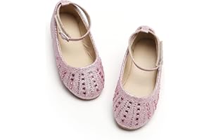 PHIRAMIN Flower Girl Dress Shoes - Girl Ballet Flats Toddler Little Kid Wedding Party