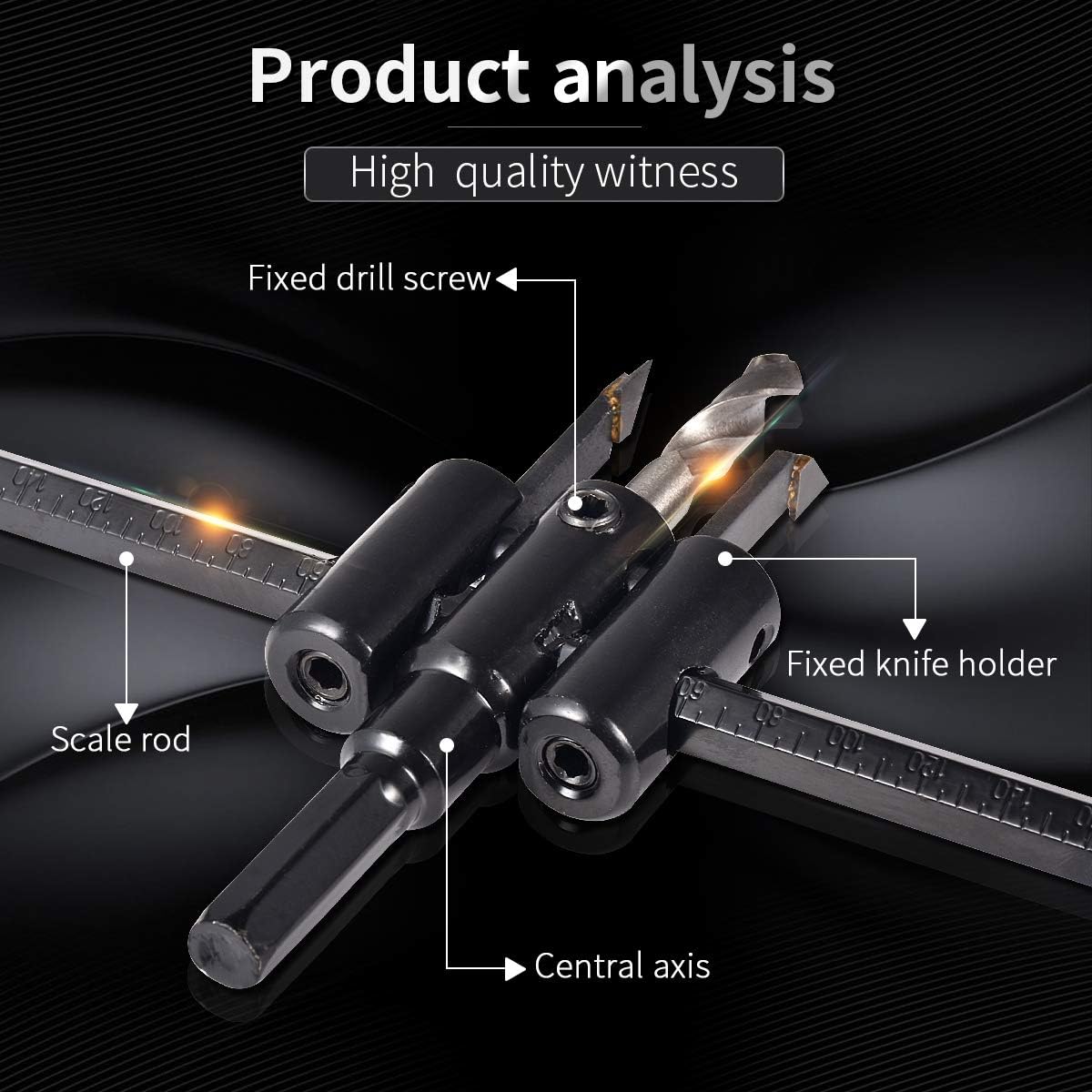 KATUR Adjustable Hole Saw Circle Hole Cutter Drill Bit Kit 30mm to 200mm, Heavy Duty Wood Drywall Drill Bit Saw Round Cutting - Image 4