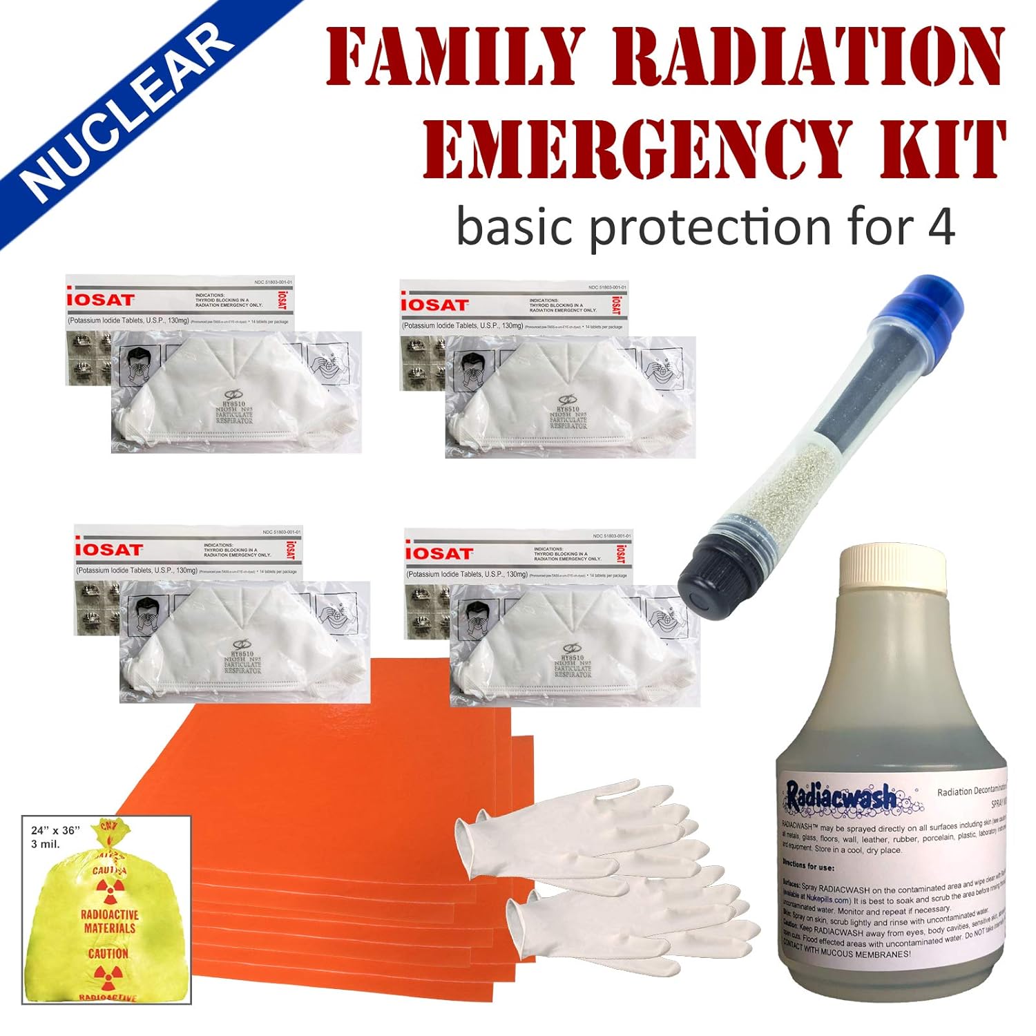 Amazon.com: ☢ Family Radiation Protection Emergency Kit - Basic protection  from radioactive iodine I-131 during a nuclear radiation emergency: Home ...
