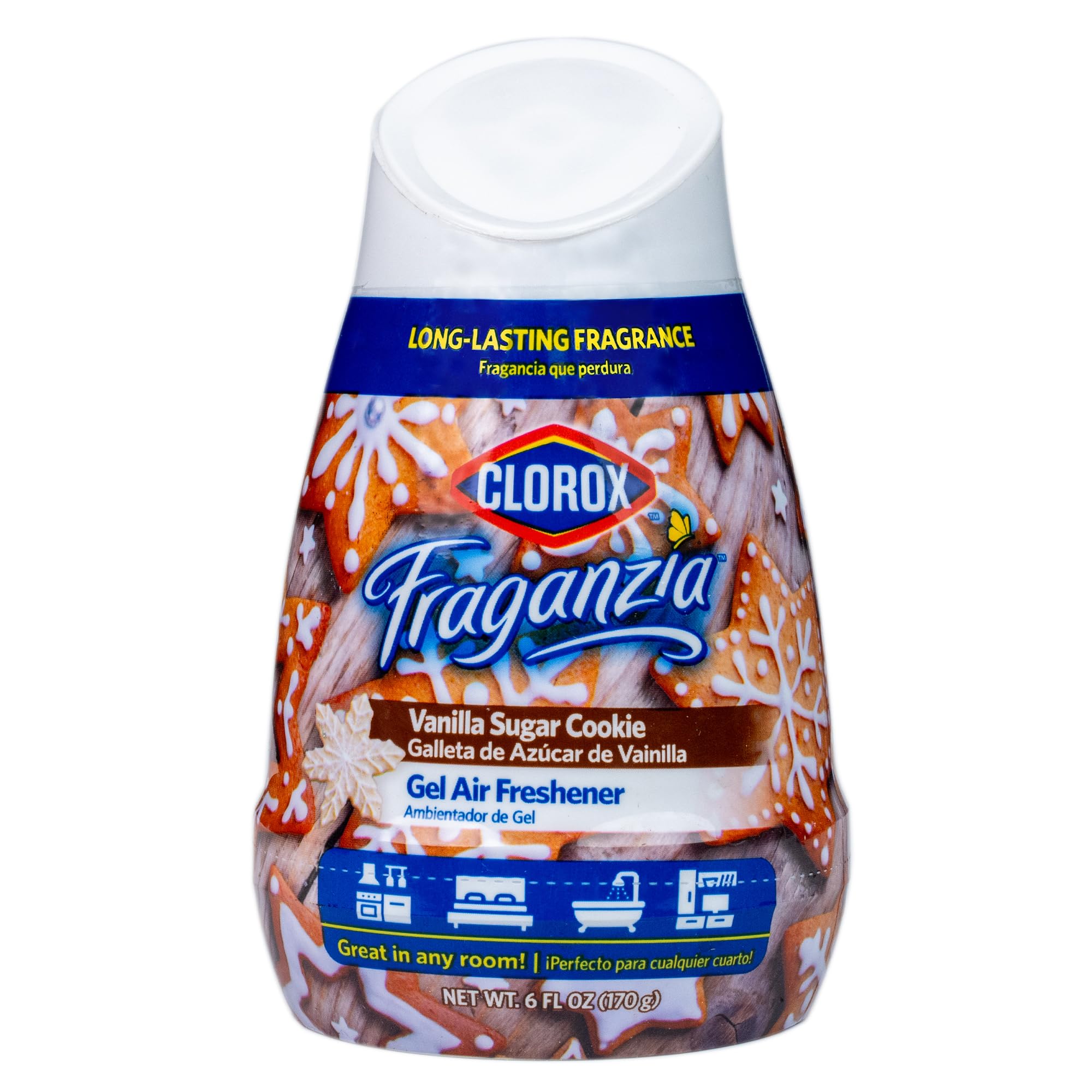 Photo 1 of  2Clorox Fraganzia Gel Air Freshener Cone, Vanilla Sugar Cookie Scent - No-Plug, Battery-Free Air Freshener for Small Rooms, Closets, Kitchens, Bathrooms, Offices and More, 6 Ounce