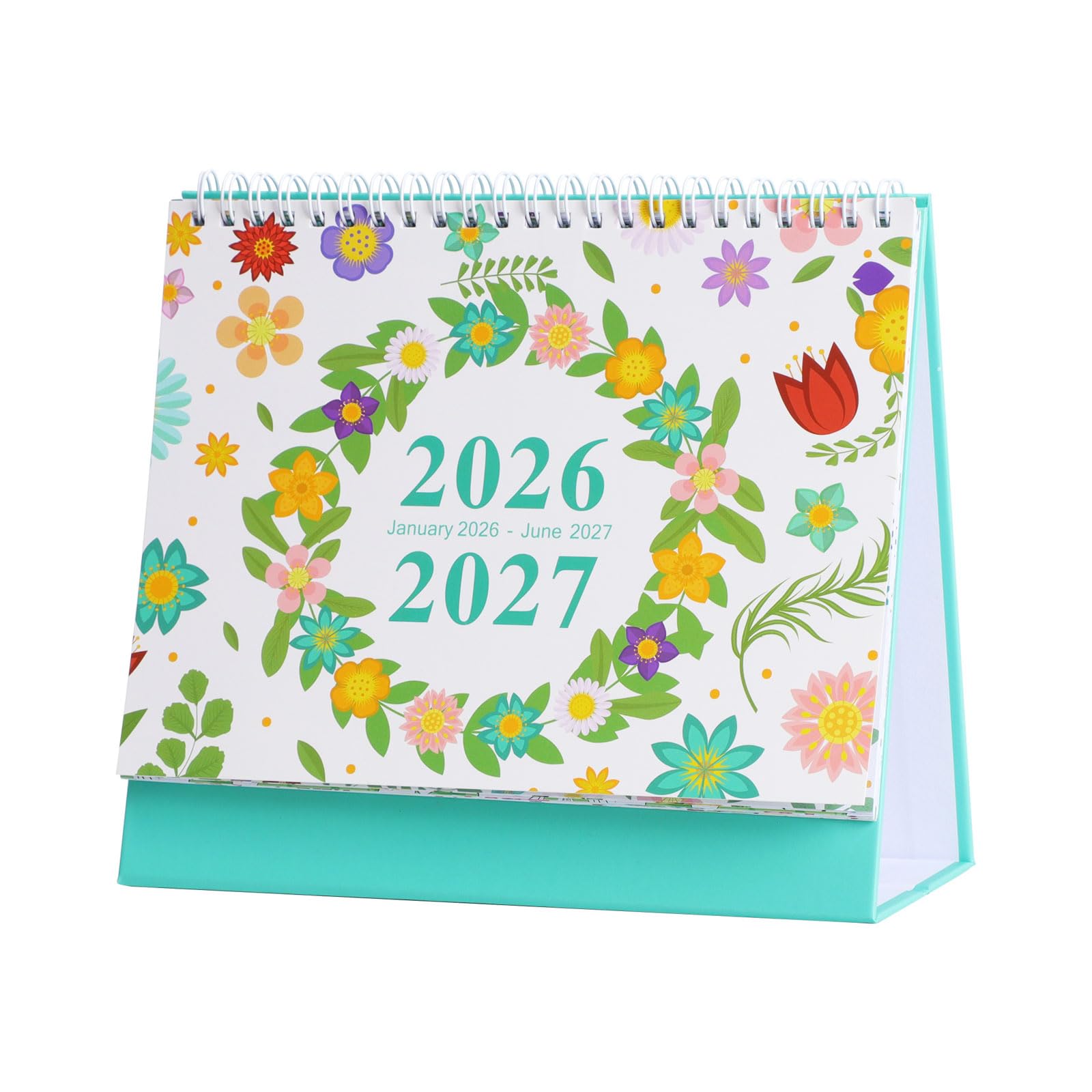 Desk Calendar 2026-2027, Floral Calendars (January 2026-June 2027), Standing Flip Calendar with Thick Paper, Small UK Month to View, Mini Desktop Calendars for School Office Home 8.3 * 7.2in (Flower)