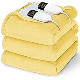 Heated Electric Blanket Queen Size - 84" x 90" Heating Blanket with Dual Control, 10 Heating Levels & 8 Hours Auto Off, Soft Warm Flannel Blanket, Christmas Birthday Gifts for Senior Grandma