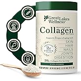 Great Lakes Wellness Collagen Peptides Powder for Skin, Hair, Nails, Joints & Digestion - Unflavored - 22 Servings (Pack of 1)