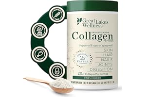 Great Lakes Wellness Collagen Peptides Powder - Unflavored - Quick Dissolve Hydrolyzed, Hormone & Antibiotic Free, Non-GMO, N