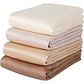 Febfim 4PCS Muslim Women Natural Wrinkle Long Satin Crepe Hijab Set Scarves Smooth Crinkle Ladies Shawl Wrap Set