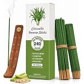 Citronella Incense Sticks, 240 Count Natural Citronella Incense Sticks with Incense Holder for Home Indoors Outdoor Garden Patio Camping Yard Garden Fishing