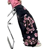 DFGIGT Men's Hip Hop Baggy Jeans Embroidered Wide Leg Skater Jeans Loose Fit Denim Pants Streetwear