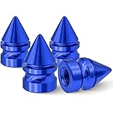 MEAJOO 4PCS Spiked Style Tire Valve Stem Caps, Corrosion Resistant, Universal Aluminium Alloy Dustproof Tire Valve Stem Covers for Cars, SUV, Trucks, Bikes, Motorcycles, Bicycles(Blue)
