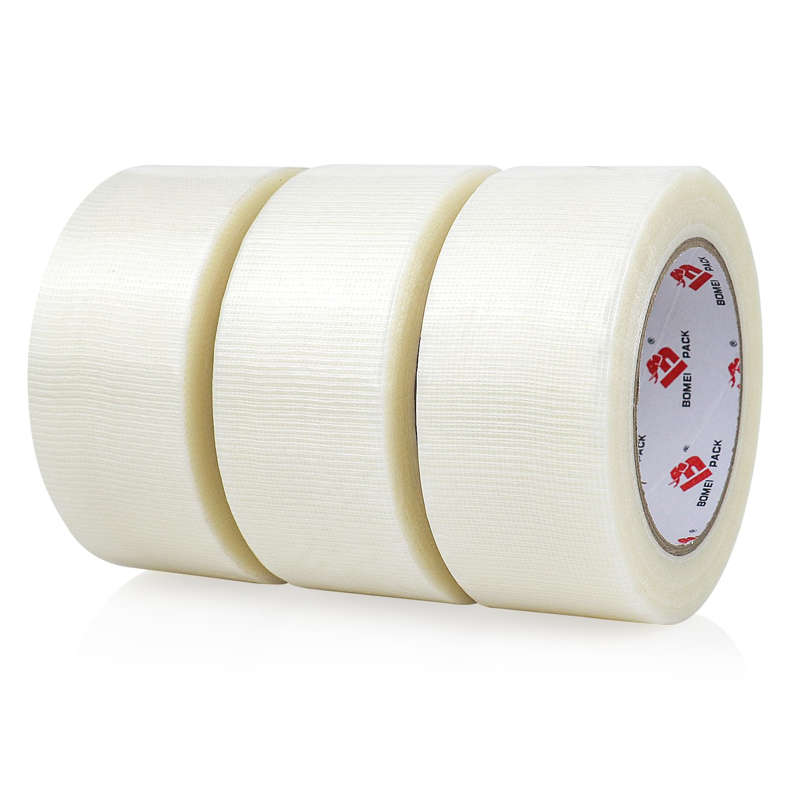 Photo 1 of BOMEI PACK 3 Pack Duct Tape Clear,2 Inch x 30 Yards,Heavy Duty Clear Duct Tape,Waterproof,No Residue,Strong Strength,Transparent Strapping Tape,All Weather and ear by Hand for Indoor & Outdoor Use (3)