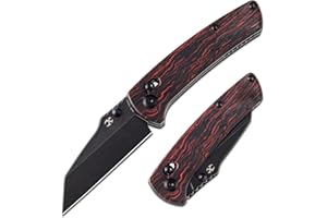 KANSEPT Main Street Pocket Folding Knife, 3.36''Black 154CM Sharp Blade,Black and Red G-Mascus Handle with Axis Lock and Thumb Stud, Perfect Clip for Camping Hiking Fishing Gift Everyday Carry T1015v5