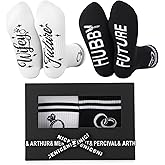 scenicamp 2 Pairs Engagement Gifts Wedding Gifts for Couples Bride and Groom Crew Socks with Gift Box Black and White