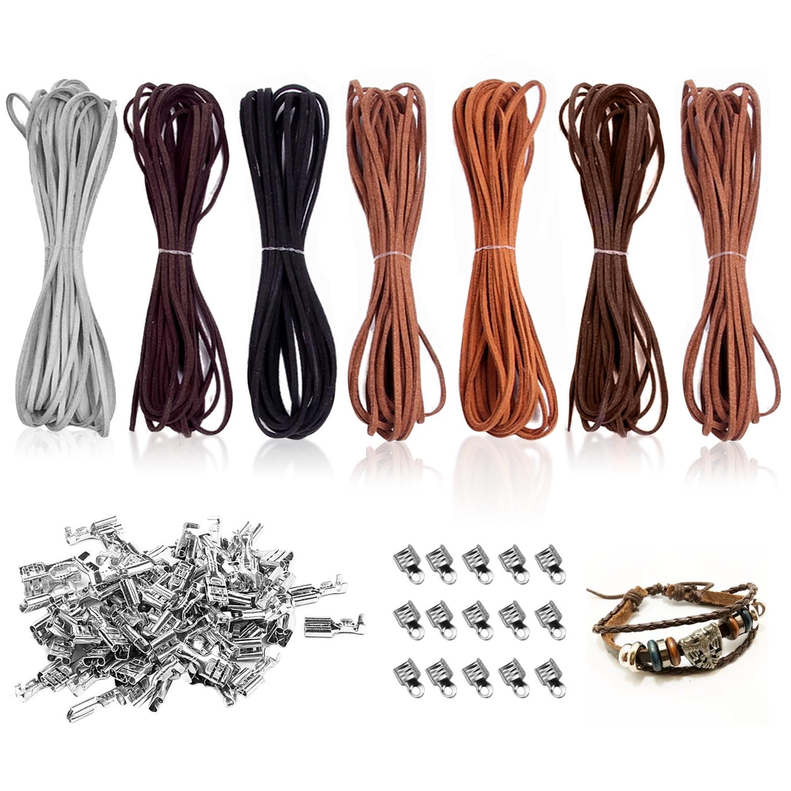 GWAWG Leather Cord 7 Colour Leather String Strips Leather Necklace Cord for Crafting Lace Braided Bracelets Pendants Dream Catcher God DIY(5m x 2.6mm)