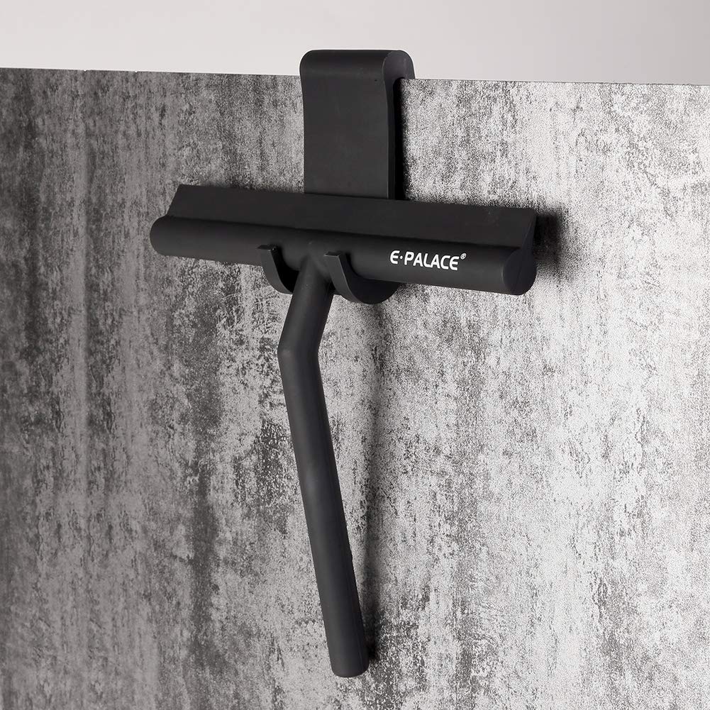 E.Palace All-in-one Sillicone Squeegee for Shower, Window and Car Glass and Kitchen.with Hook - Black