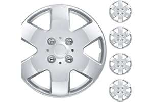 BDK Full Set of 4-15 Inch Replacement Hubcaps for Cars, Wheel Cover Hub Cap, Easy Snap-On Installation Secure Fit, Heat & Impact Resistant, Direct Replacement for OEM Factory Wheels - Fits 15" Rims