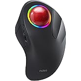 Nulea M505B Wireless Trackball Mouse, Rechargeable Ergonomic RGB Rollerball Mouse, Easy Index Finger Control with 5 Adjustable DPI, 3 Device Connection for PC, Laptop, iPad, Mac, Windows, Android