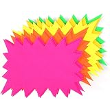ART BOX 60 Neon Fluorescent Star Price Tags 10cm x 7.5cm Assorted Flash Cards view 3