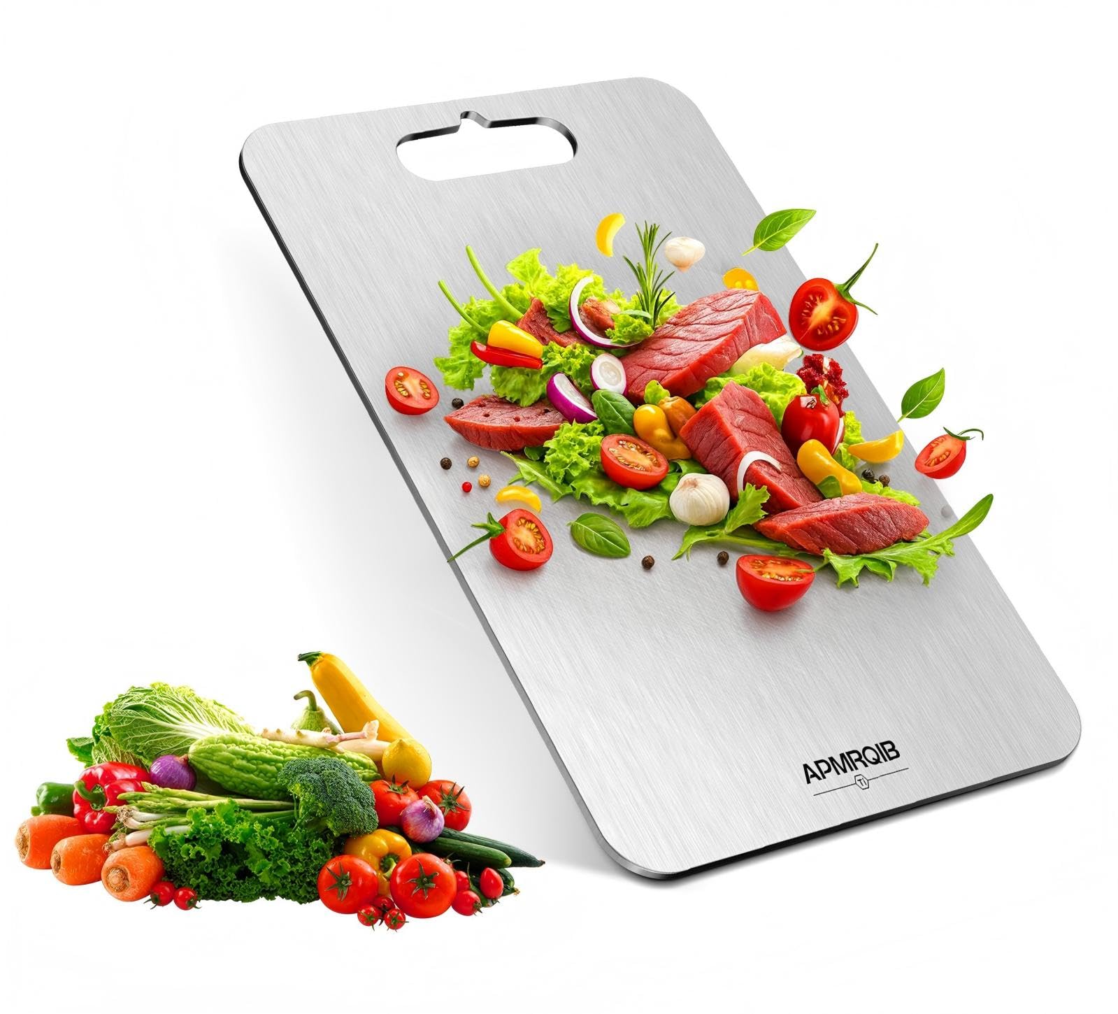 Photo 1 of APMRQIB Titanium Cutting Boards for Kitchen, 100% Pure Titanium Cutting Boards Double Sided Non Toxic Cutting Board, Hygiene Durable Dishwasher Safe 10.5”×6.5”