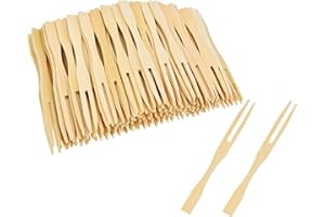 300PCS Bamboo Forks, 10cm/3.9 inch Natural Bamboo Picks for Fruits, Desserts, Cheese Cubes, Snacks